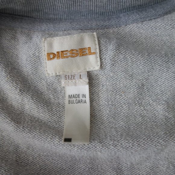 Diesel Only the Brave Gray Zip Up Sweater with Pockets Made in Bulgaria Size L - Picture 8 of 16